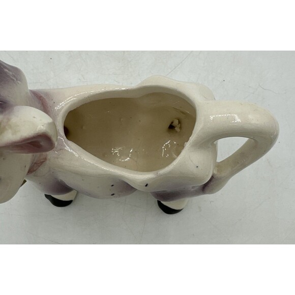 Vintage Milk Creamer Cow Pitcher Purple Pink Ceramic 1950s - Picture 13 of 16